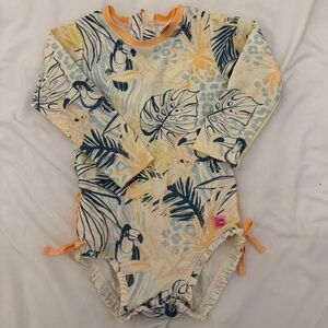 Ruffle Butts Blue and Orange One Piece Swim Long Sleeve